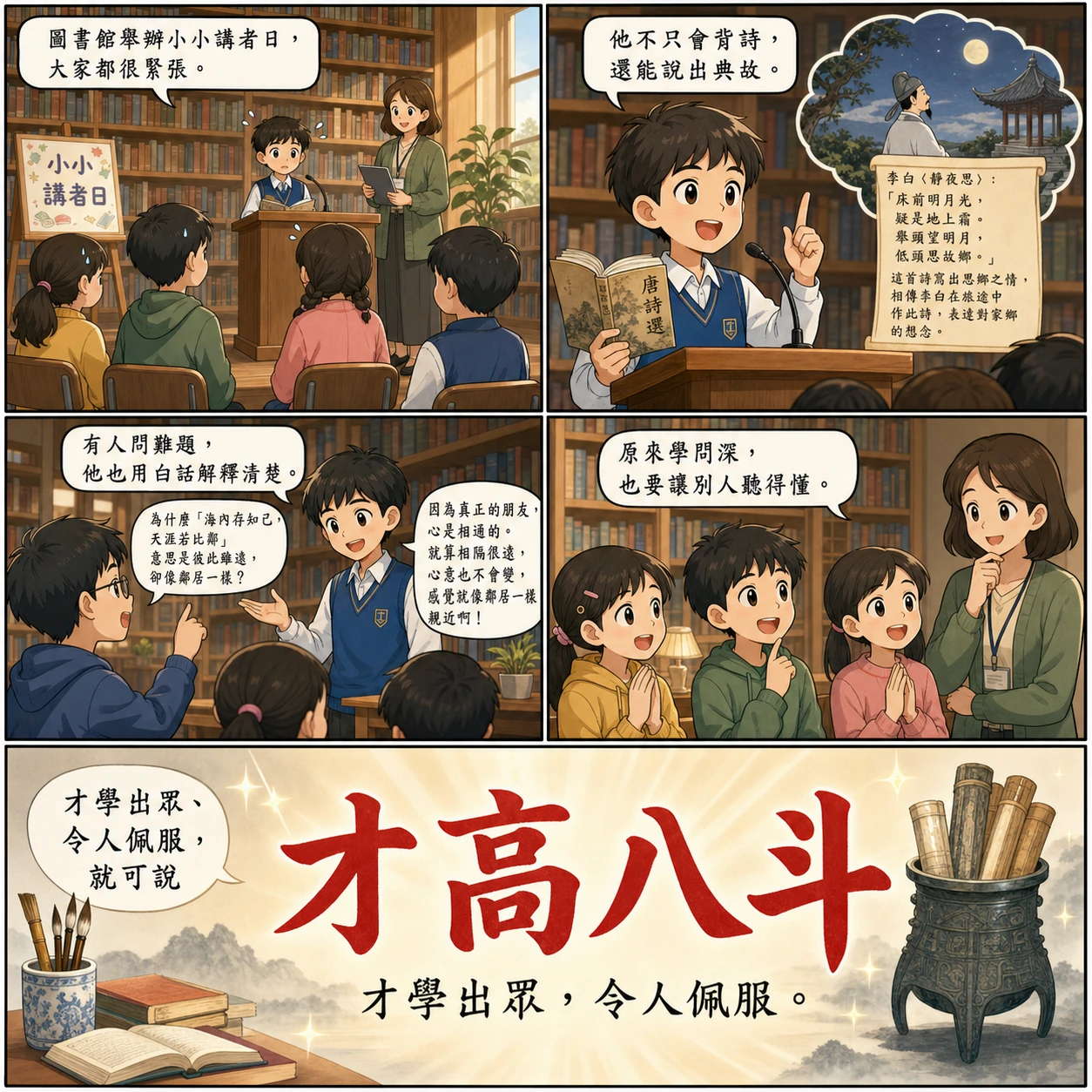 才高八斗的 AI 生成成語漫畫