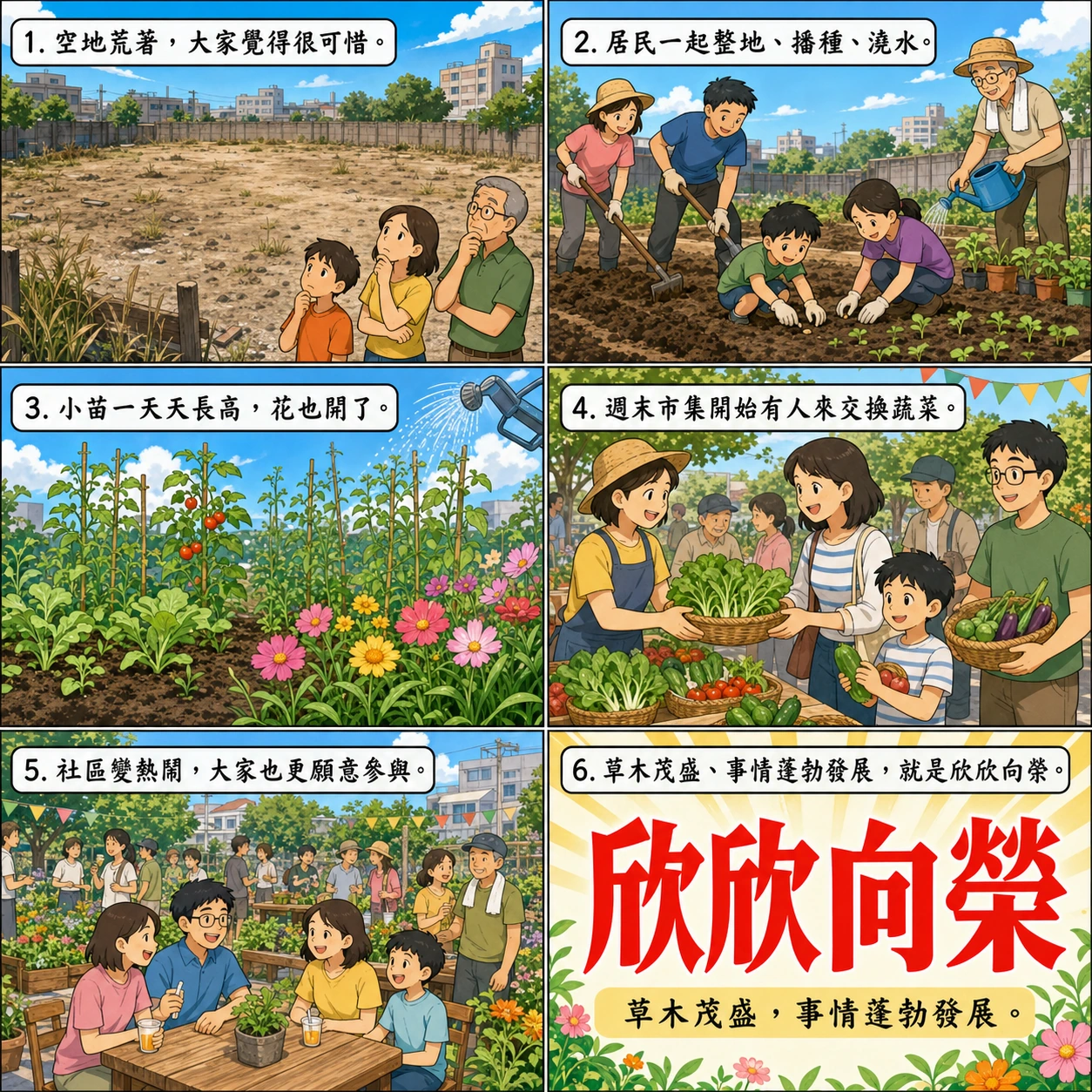 欣欣向榮的 AI 生成成語漫畫