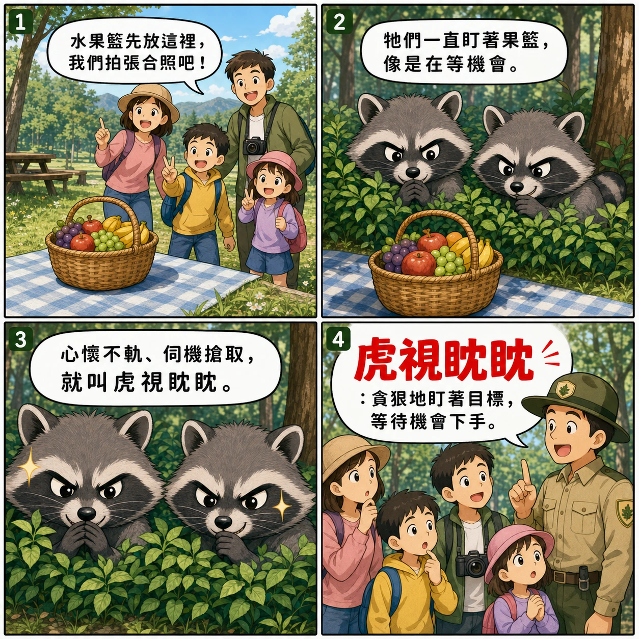 虎視眈眈的 AI 生成成語漫畫
