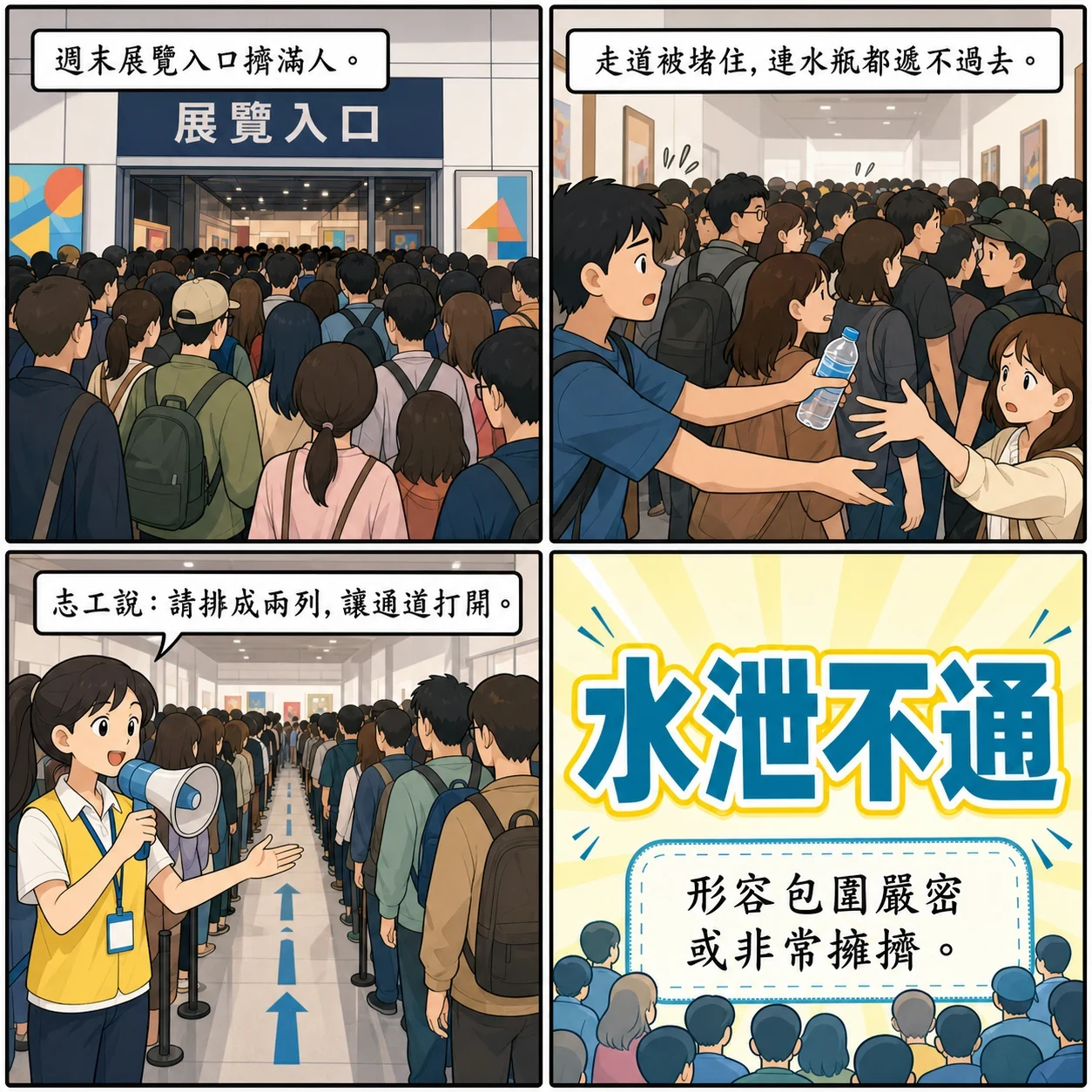 水泄不通的 AI 生成成語漫畫