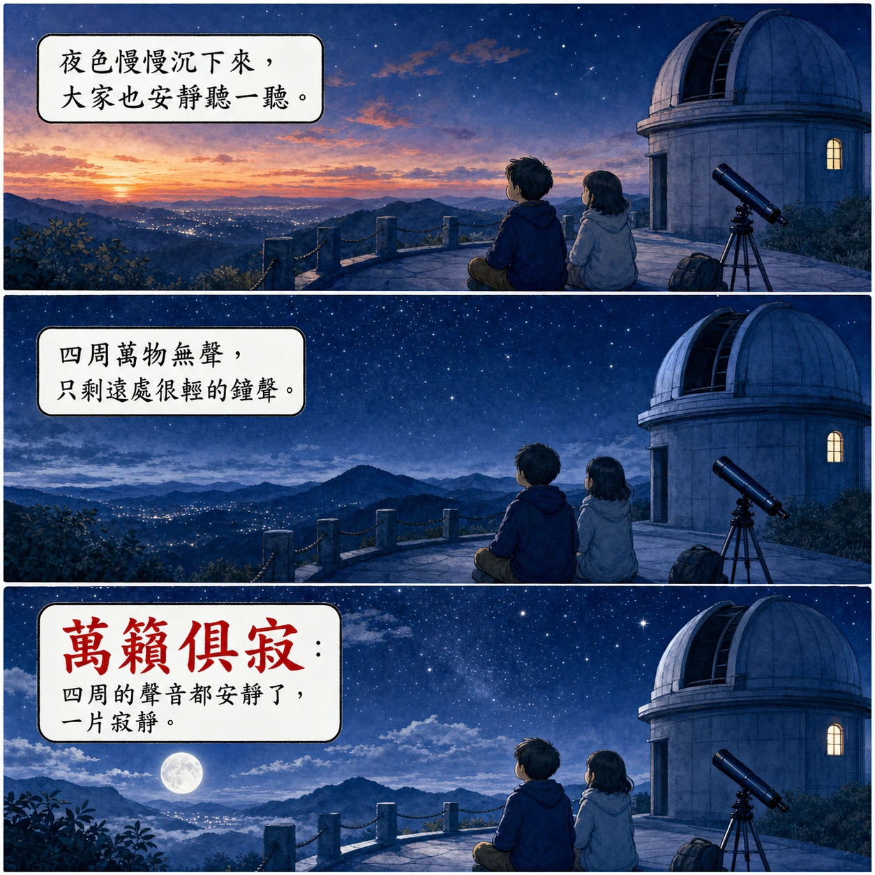萬籟俱寂的 AI 生成成語漫畫