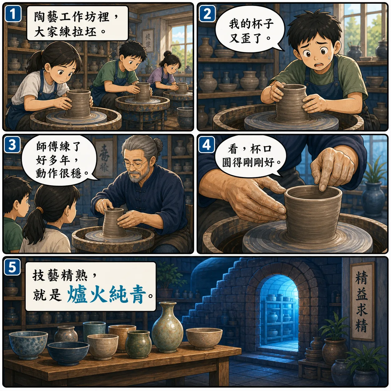 爐火純青的 AI 生成成語漫畫
