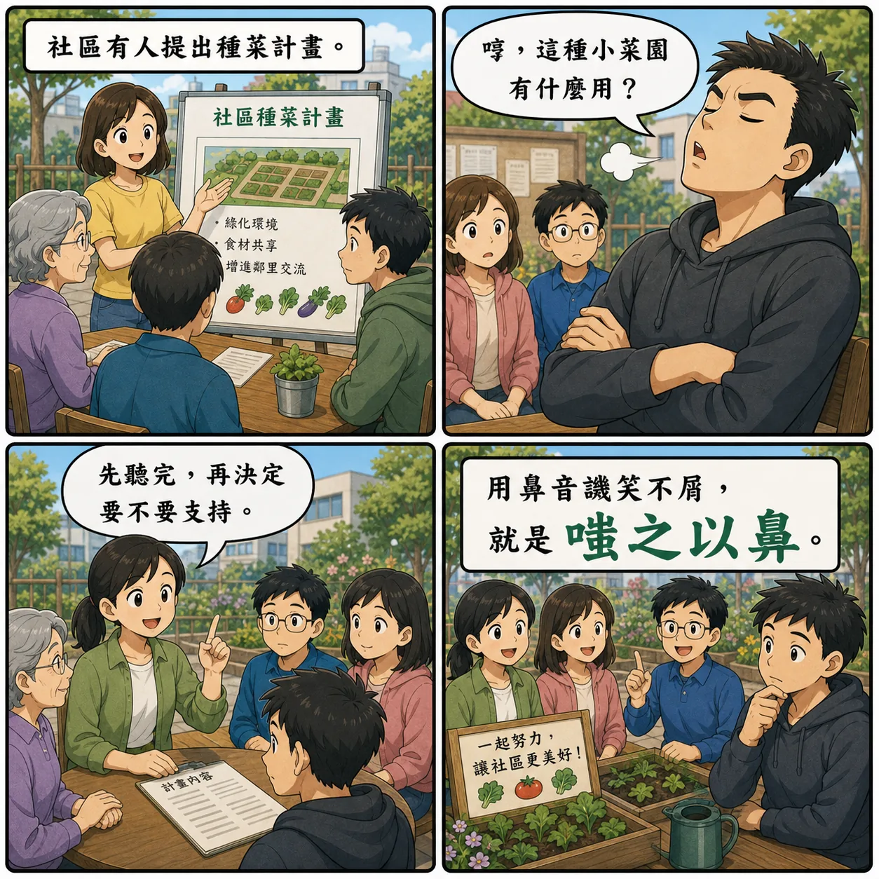 嗤之以鼻的 AI 生成成語漫畫