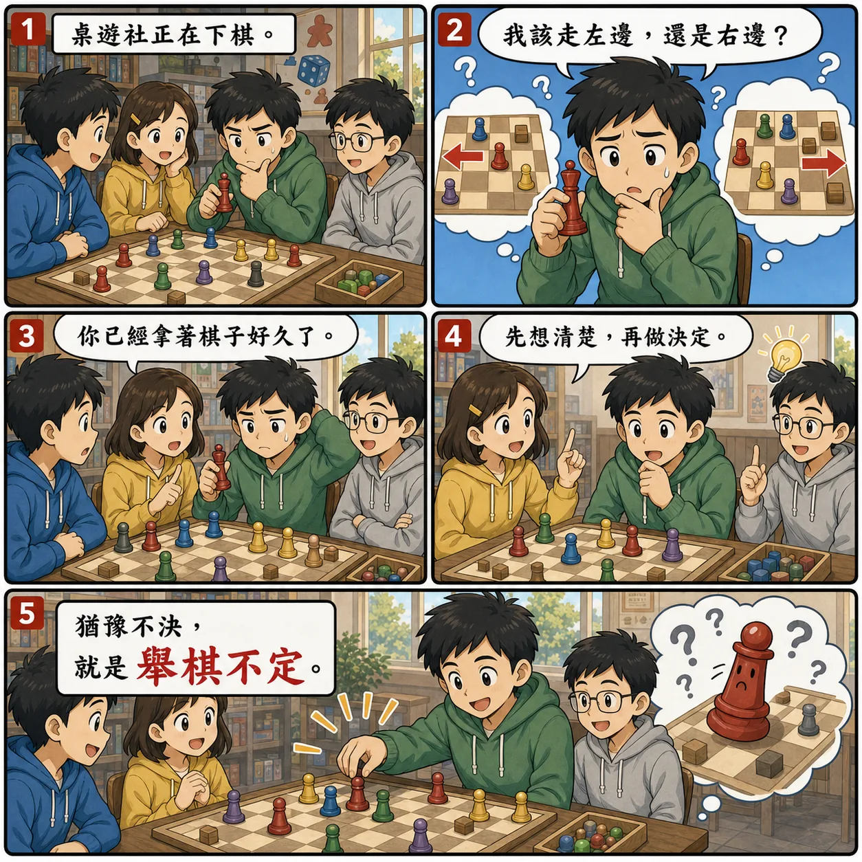 舉棋不定的 AI 生成成語漫畫