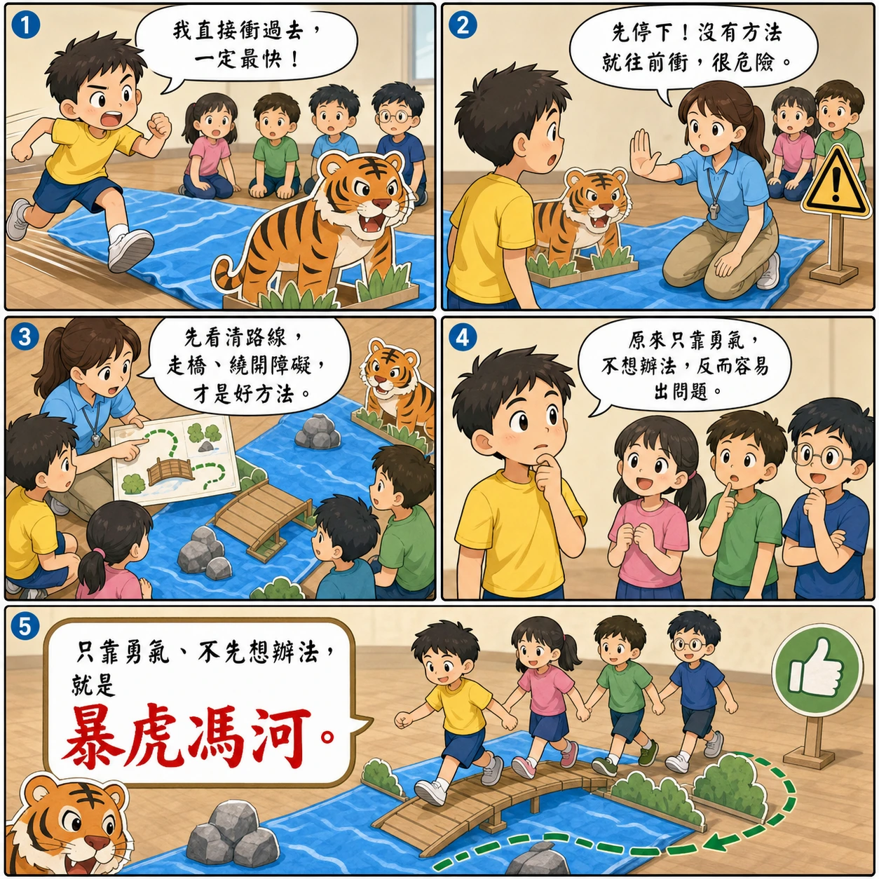 暴虎馮河的 AI 生成成語漫畫