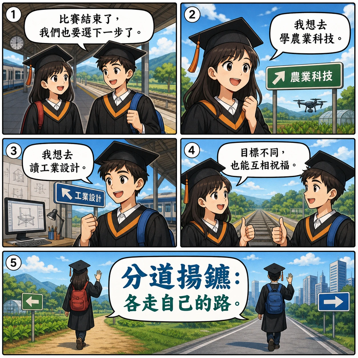 分道揚鑣的 AI 生成成語漫畫