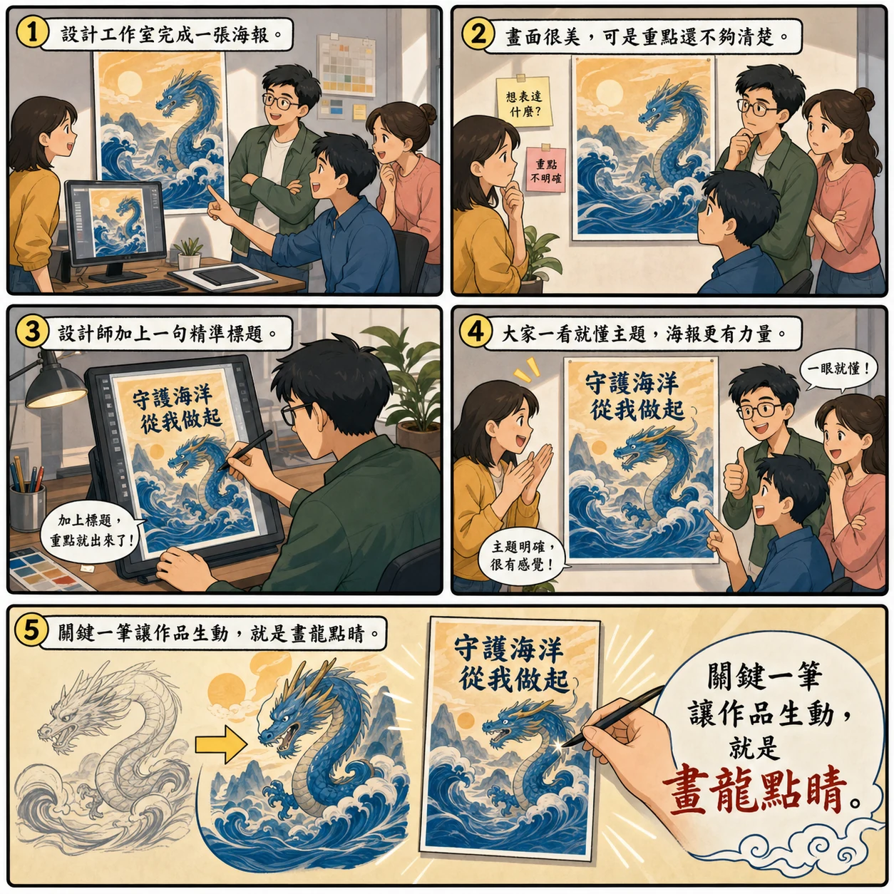 畫龍點睛的 AI 生成成語漫畫