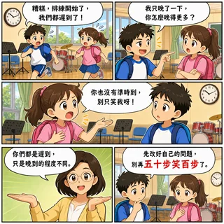 五十步笑百步成語漫畫縮圖