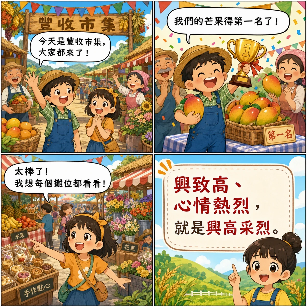 興高采烈的 AI 生成成語漫畫