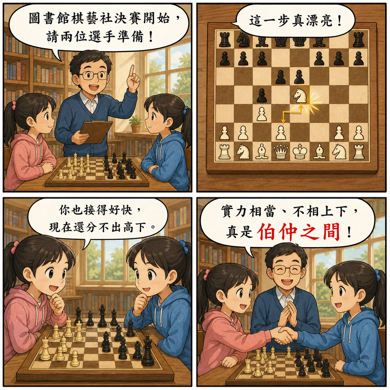 伯仲之間的 AI 生成成語漫畫