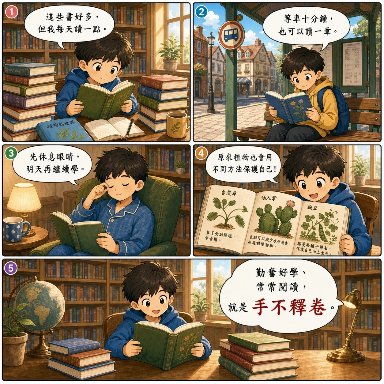 手不釋卷的 AI 生成成語漫畫