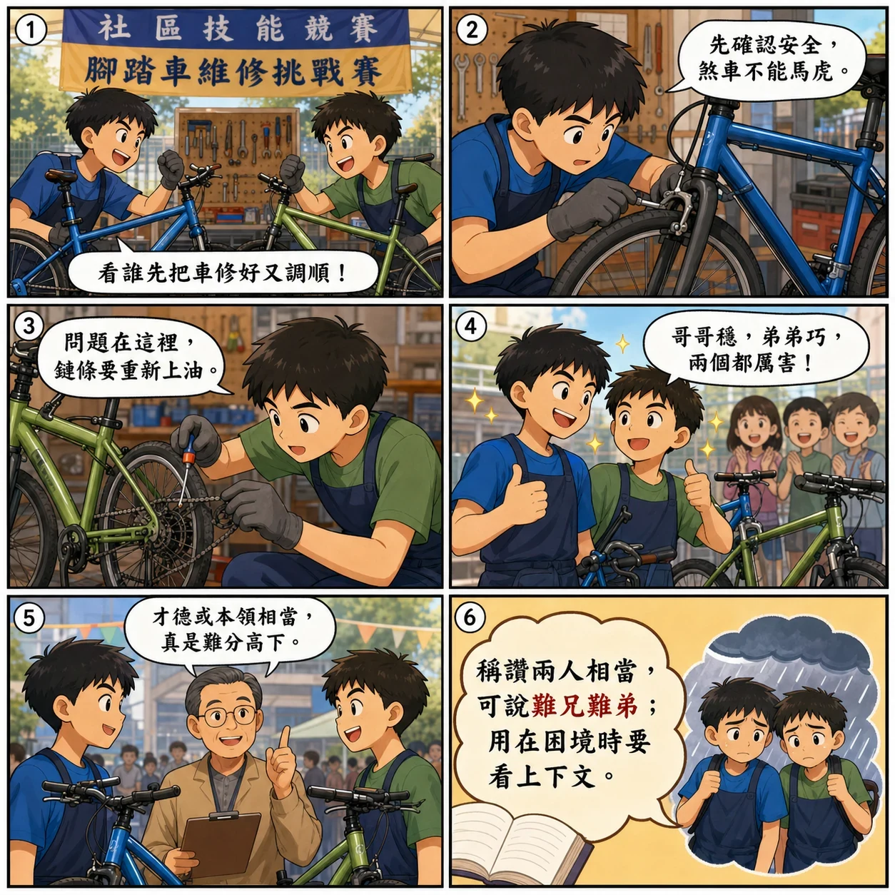 難兄難弟的 AI 生成成語漫畫