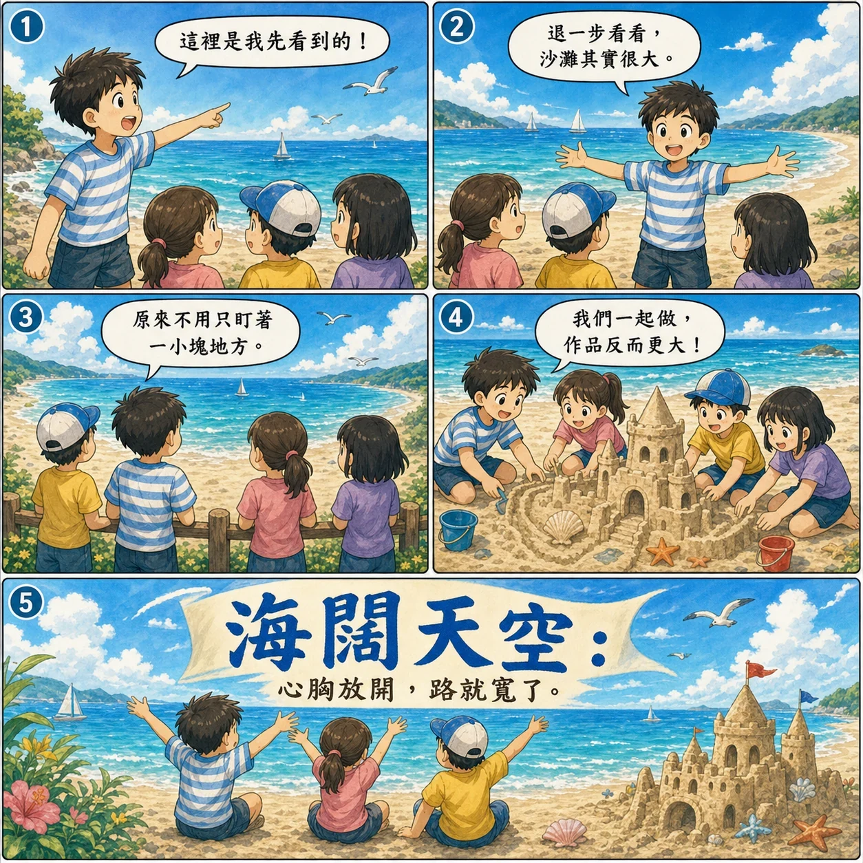 海闊天空的 AI 生成成語漫畫