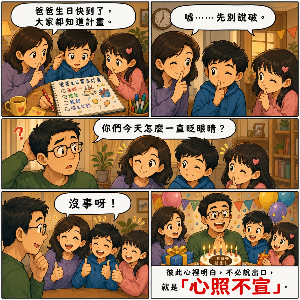 心照不宣的 AI 生成成語漫畫