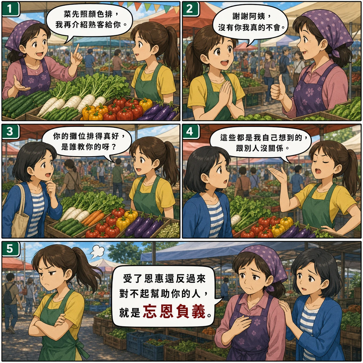 忘恩負義的 AI 生成成語漫畫