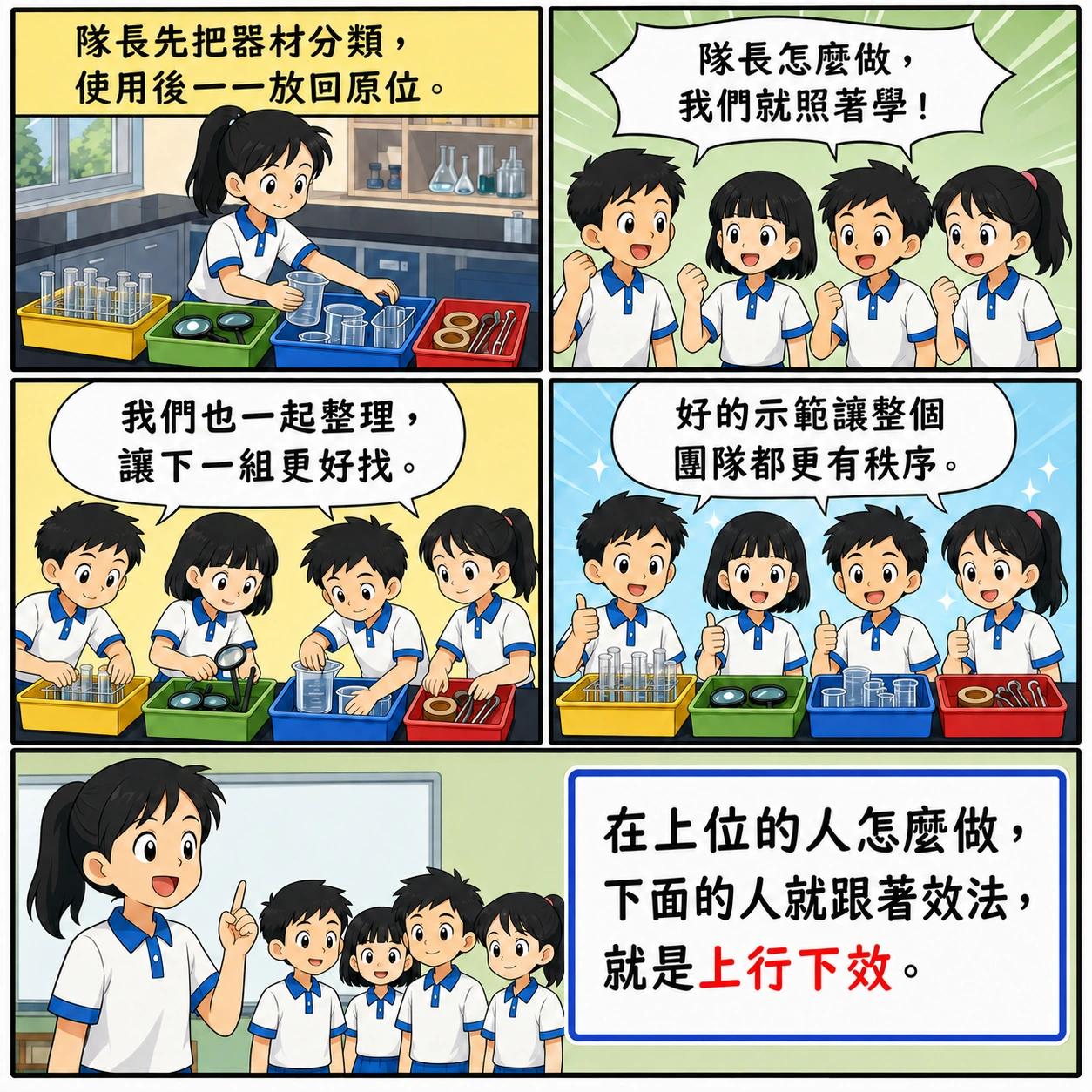 上行下效的 AI 生成成語漫畫