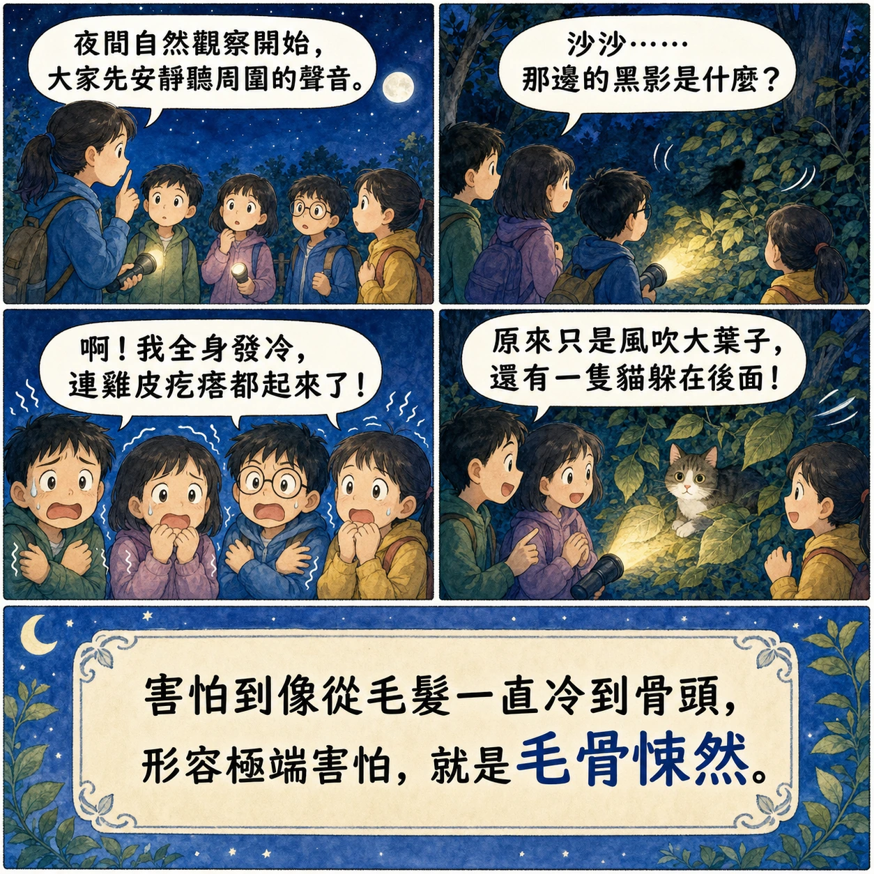 毛骨悚然的 AI 生成成語漫畫