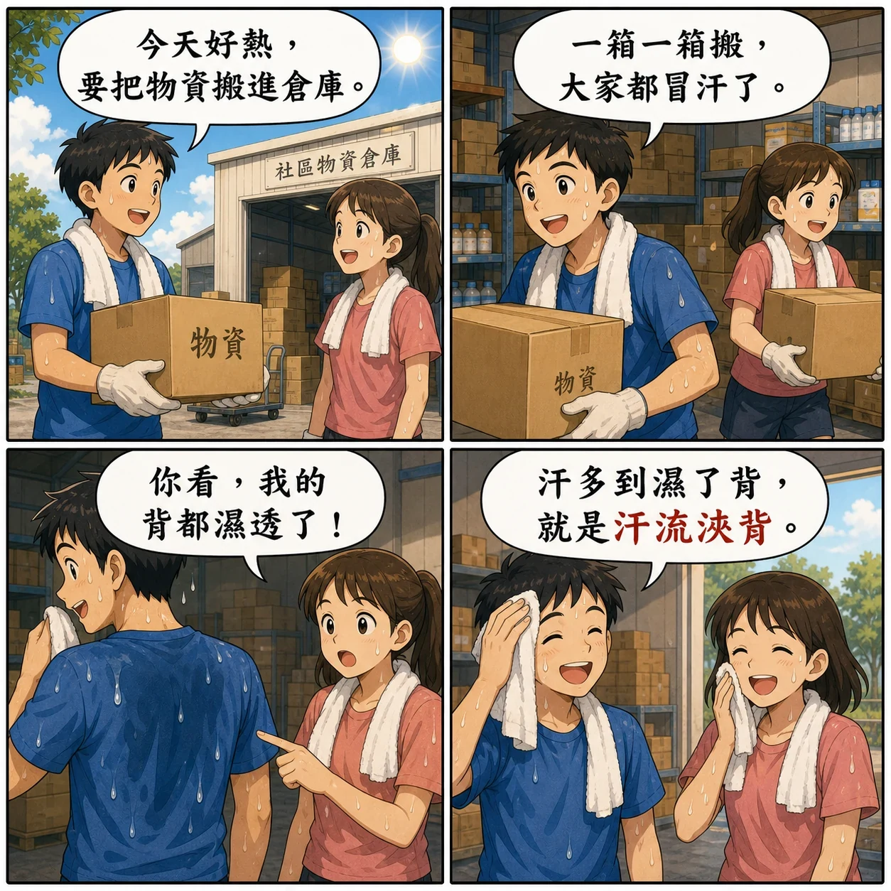 汗流浹背的 AI 生成成語漫畫