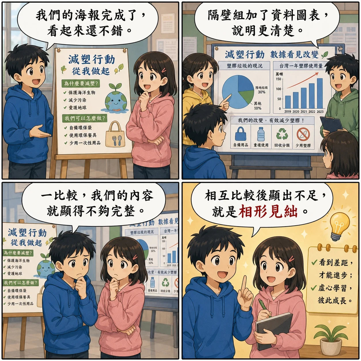 相形見絀的 AI 生成成語漫畫