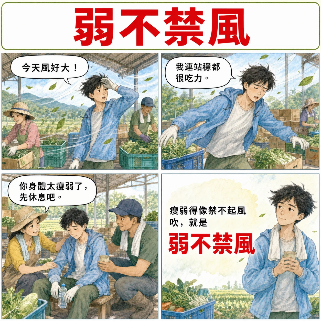 弱不禁風的 AI 生成成語漫畫