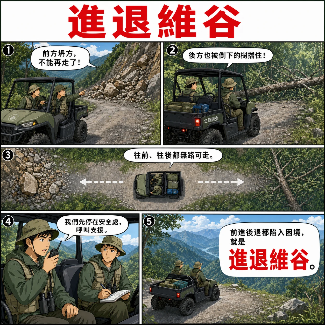 進退維谷的 AI 生成成語漫畫