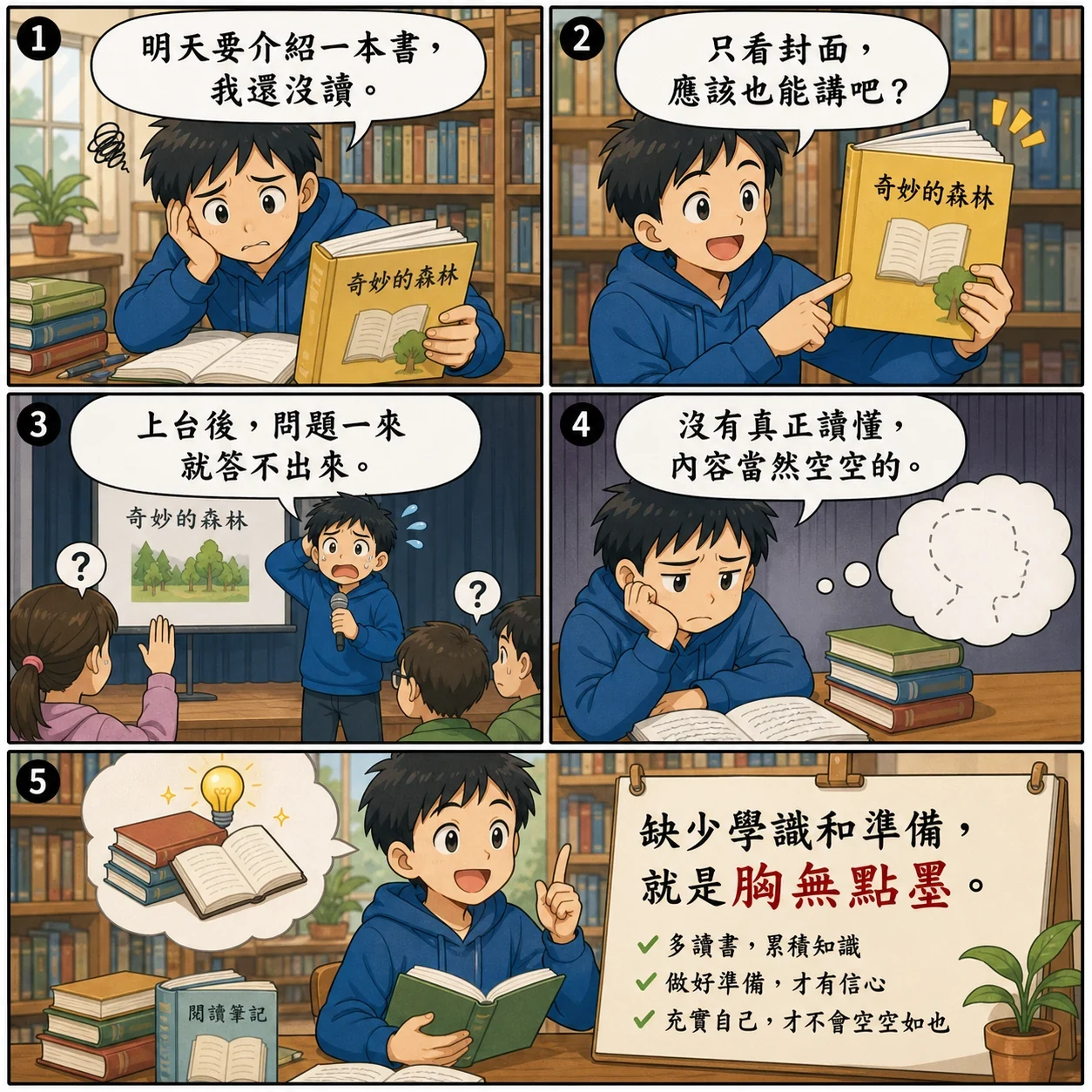 胸無點墨的 AI 生成成語漫畫