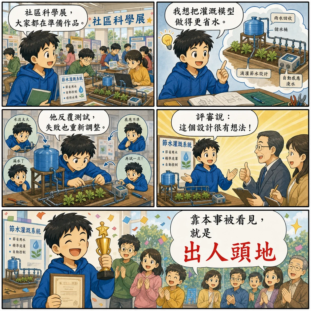 出人頭地的 AI 生成成語漫畫