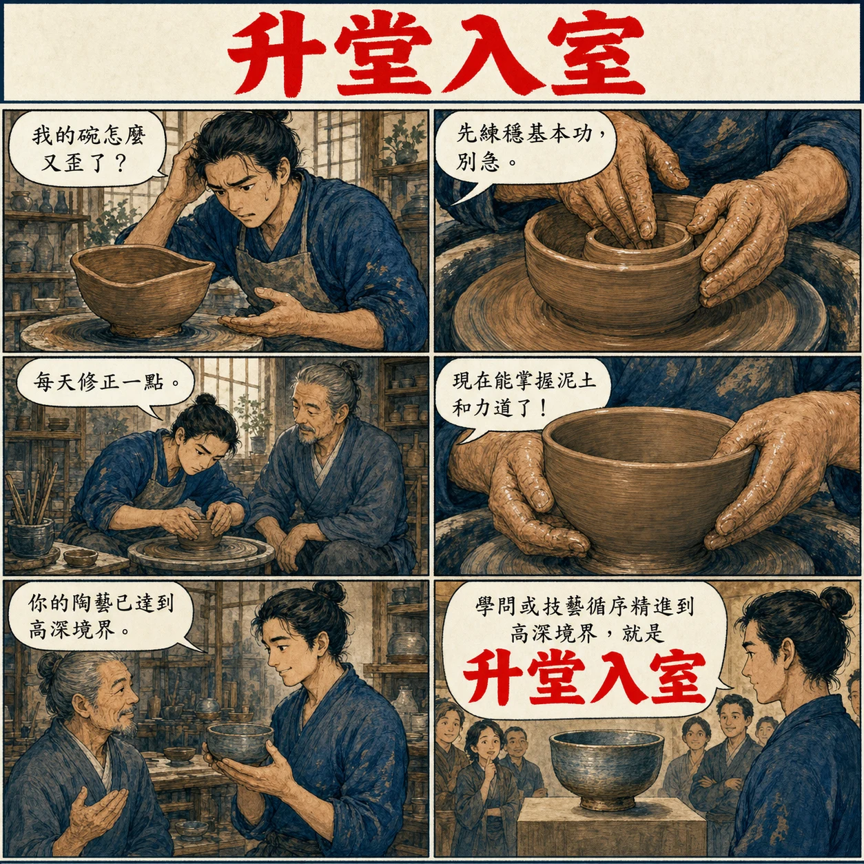 升堂入室的 AI 生成成語漫畫
