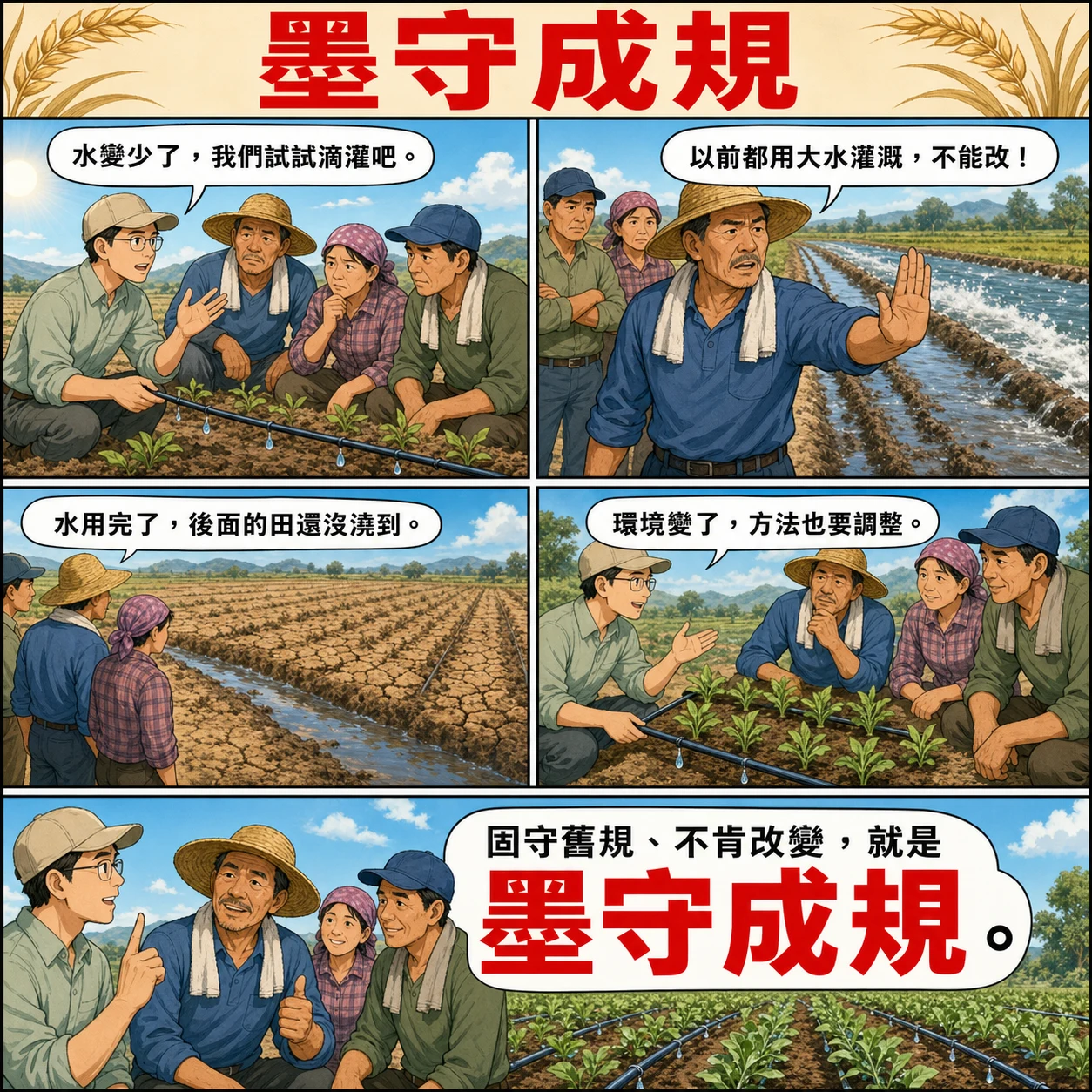 墨守成規的 AI 生成成語漫畫