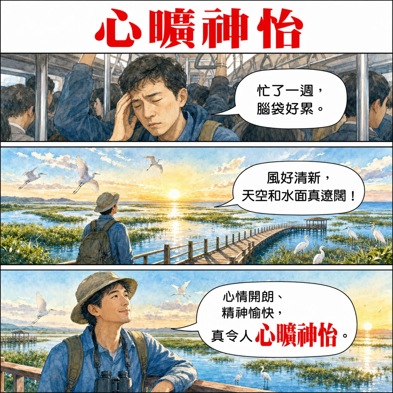 心曠神怡的 AI 生成成語漫畫