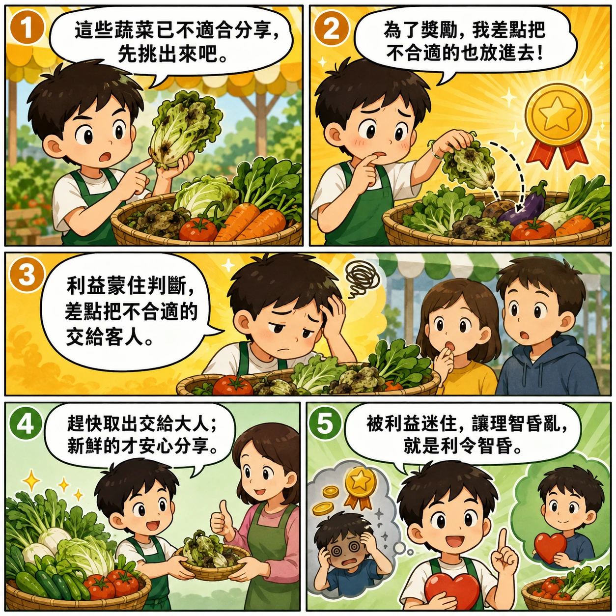 利令智昏的 AI 生成成語漫畫
