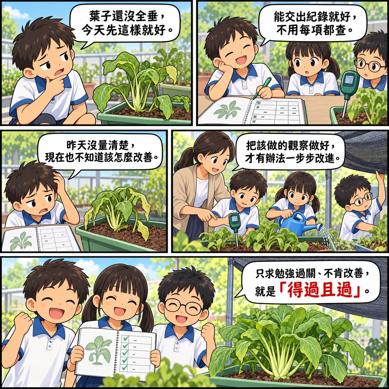 得過且過的 AI 生成成語漫畫