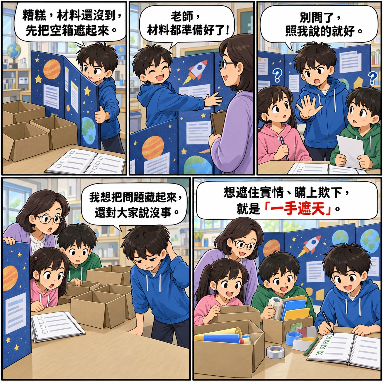 一手遮天的 AI 生成成語漫畫