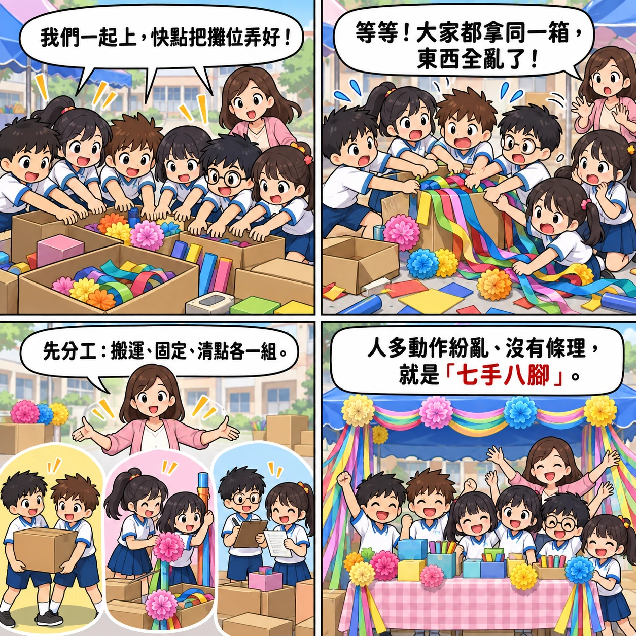 七手八腳的 AI 生成成語漫畫
