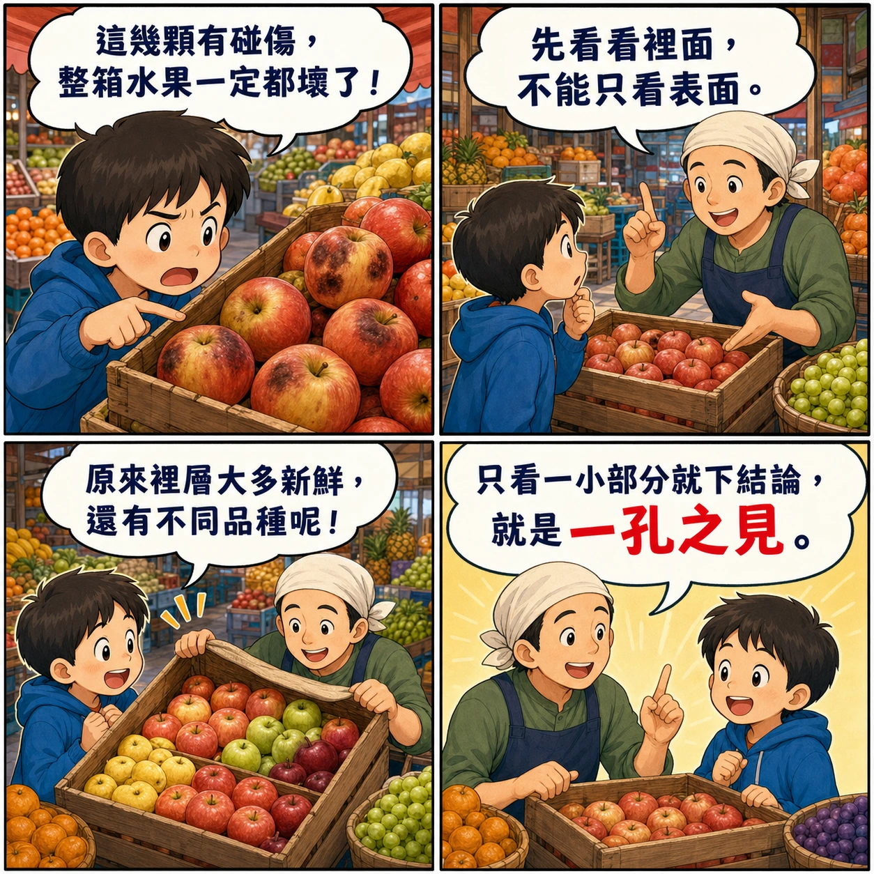 一孔之見的 AI 生成成語漫畫