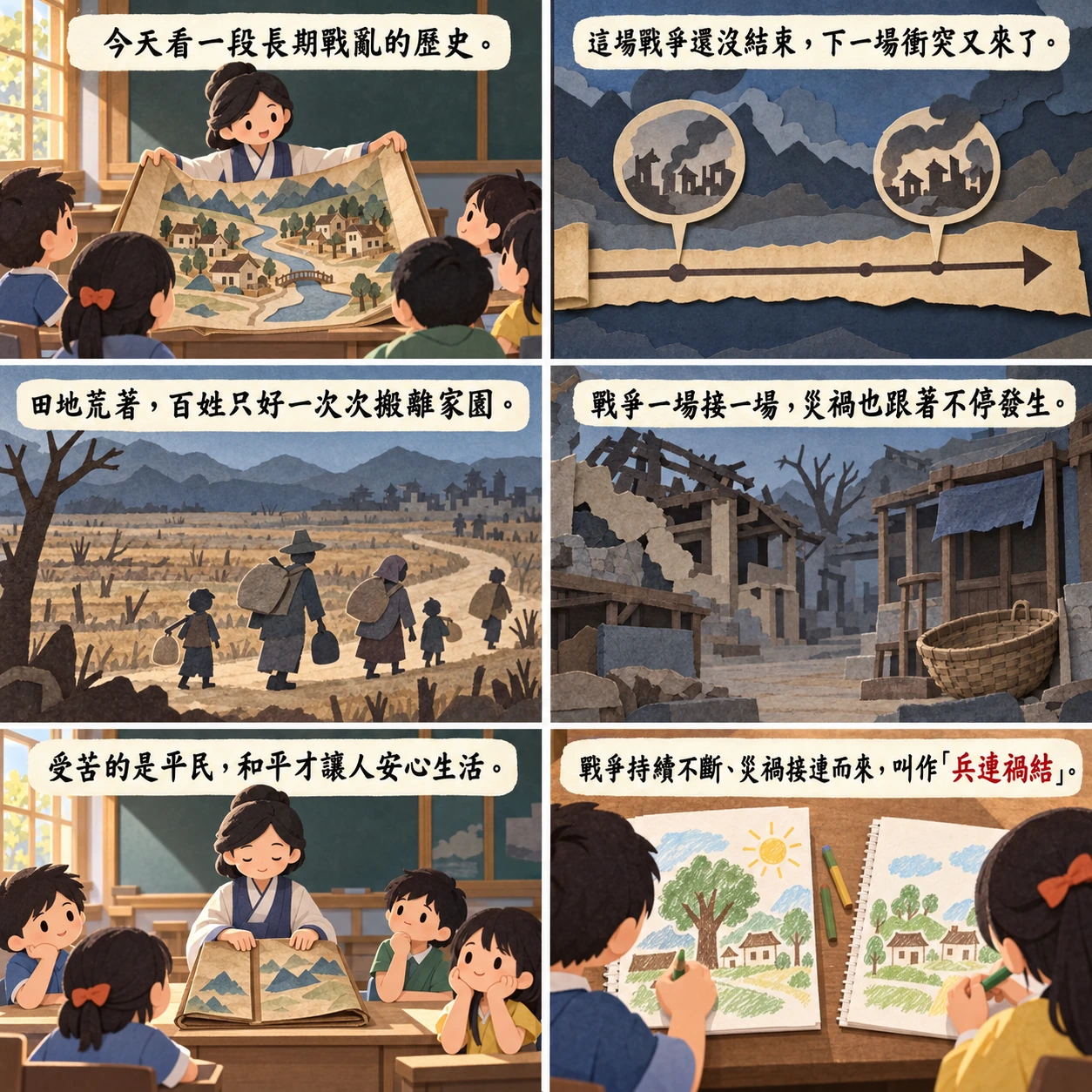兵連禍結的 AI 生成成語漫畫