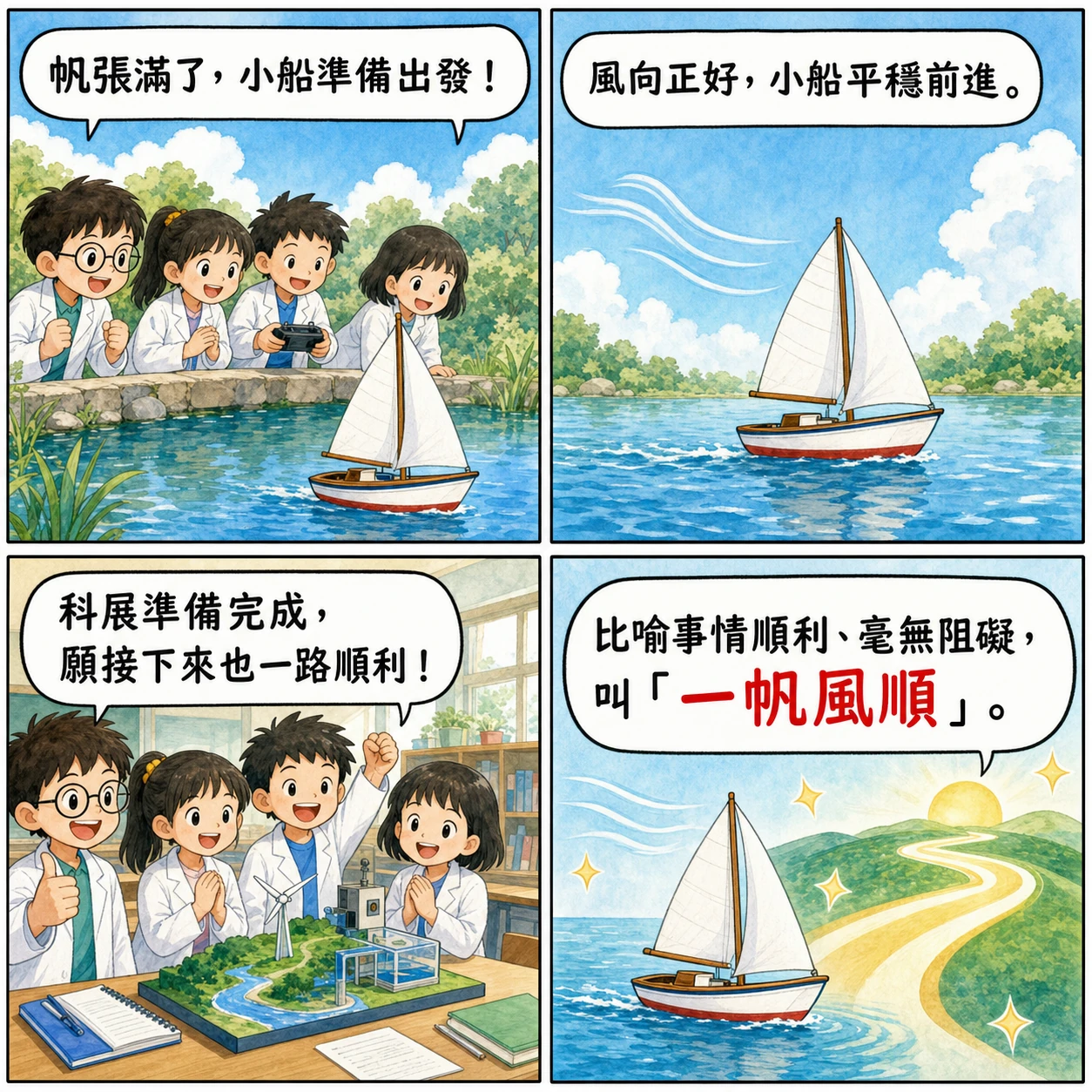 一帆風順的 AI 生成成語漫畫