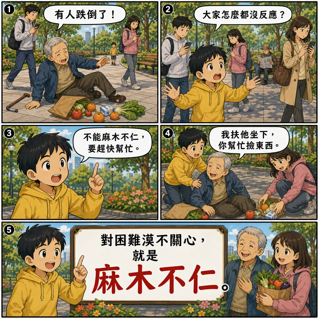 麻木不仁的 AI 生成成語漫畫