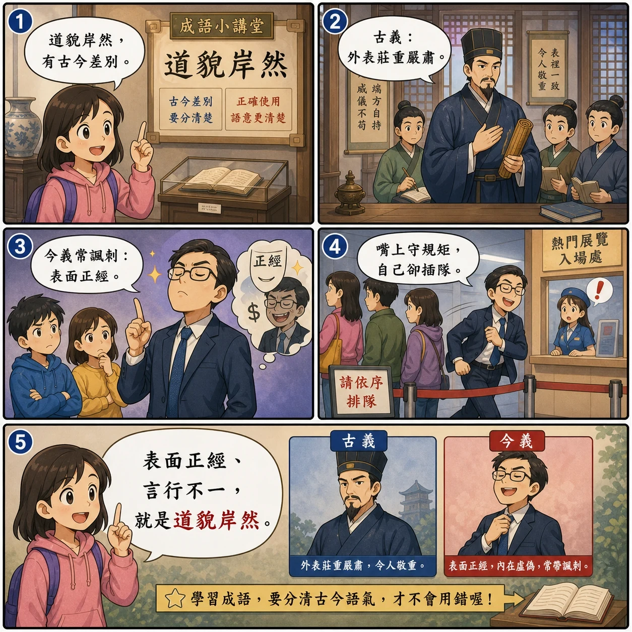 道貌岸然的 AI 生成成語漫畫