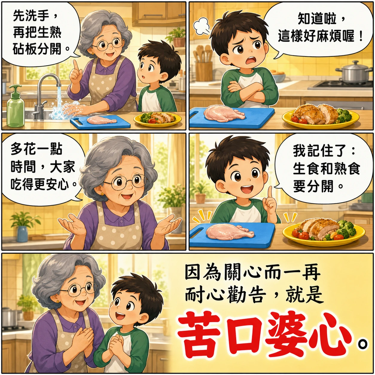 苦口婆心的 AI 生成成語漫畫