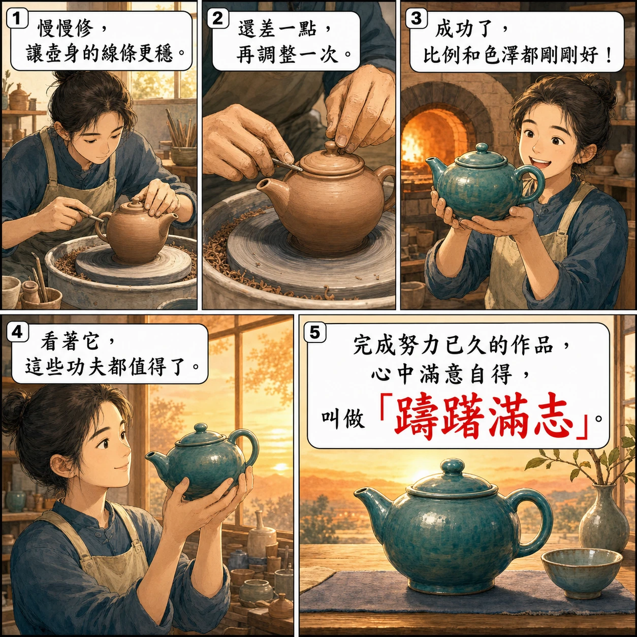 躊躇滿志的 AI 生成成語漫畫