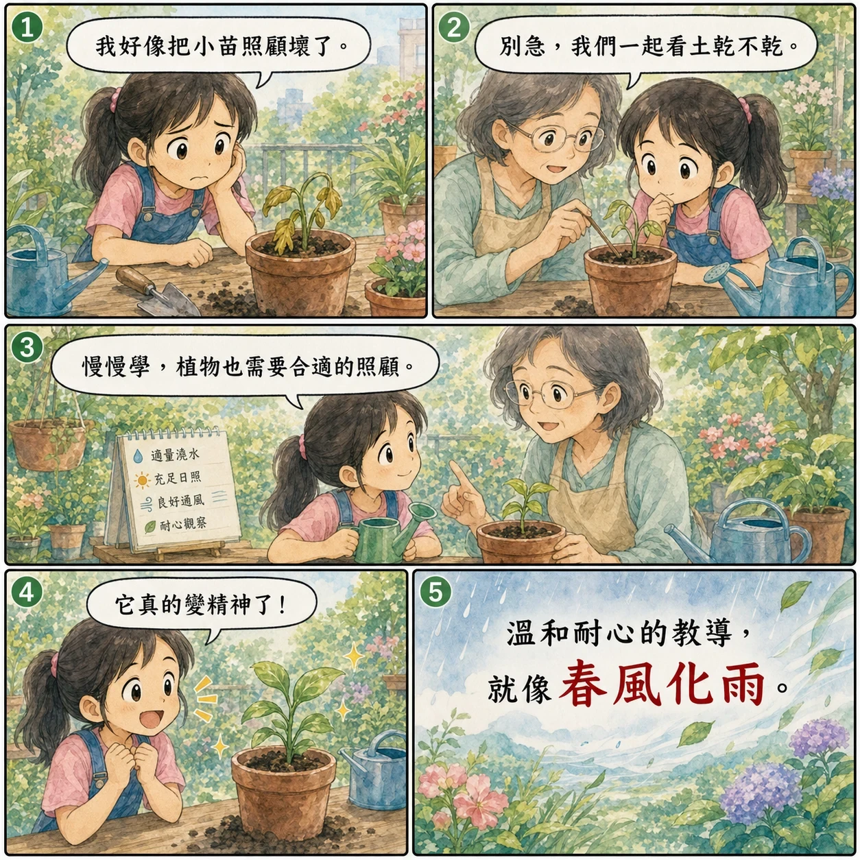 春風化雨的 AI 生成成語漫畫