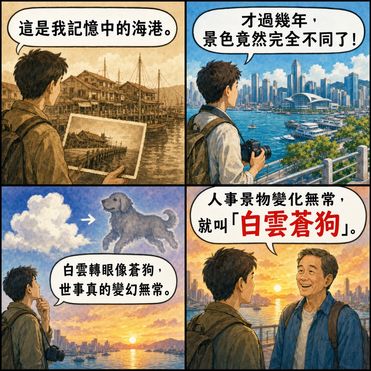 白雲蒼狗的 AI 生成成語漫畫