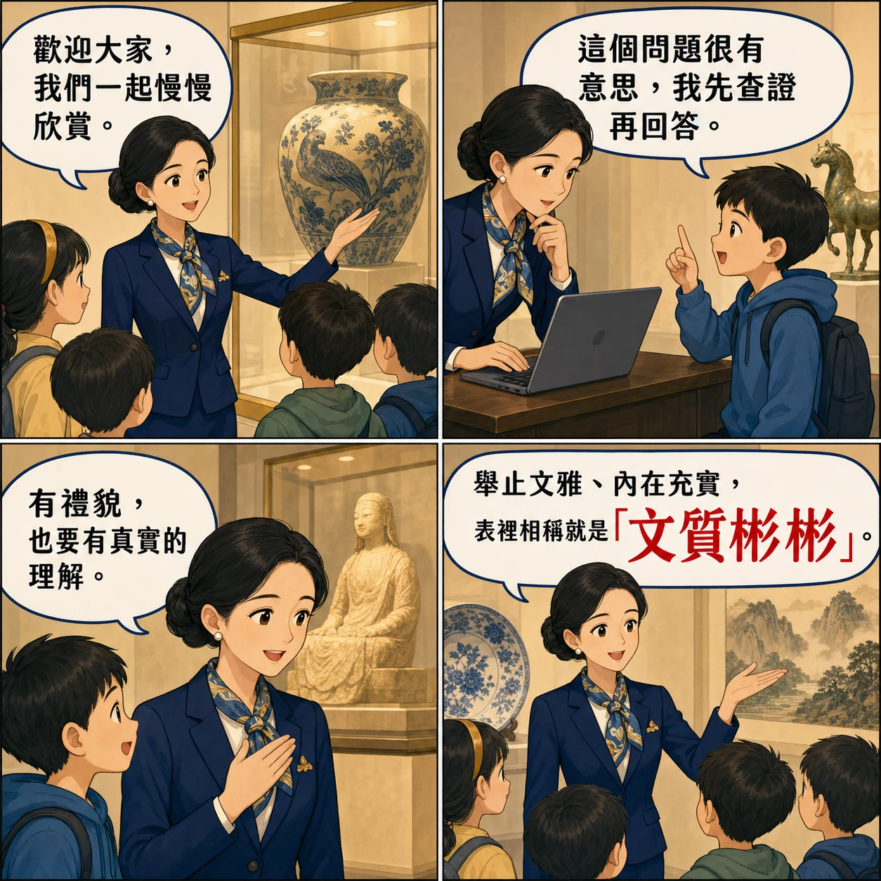 文質彬彬的 AI 生成成語漫畫