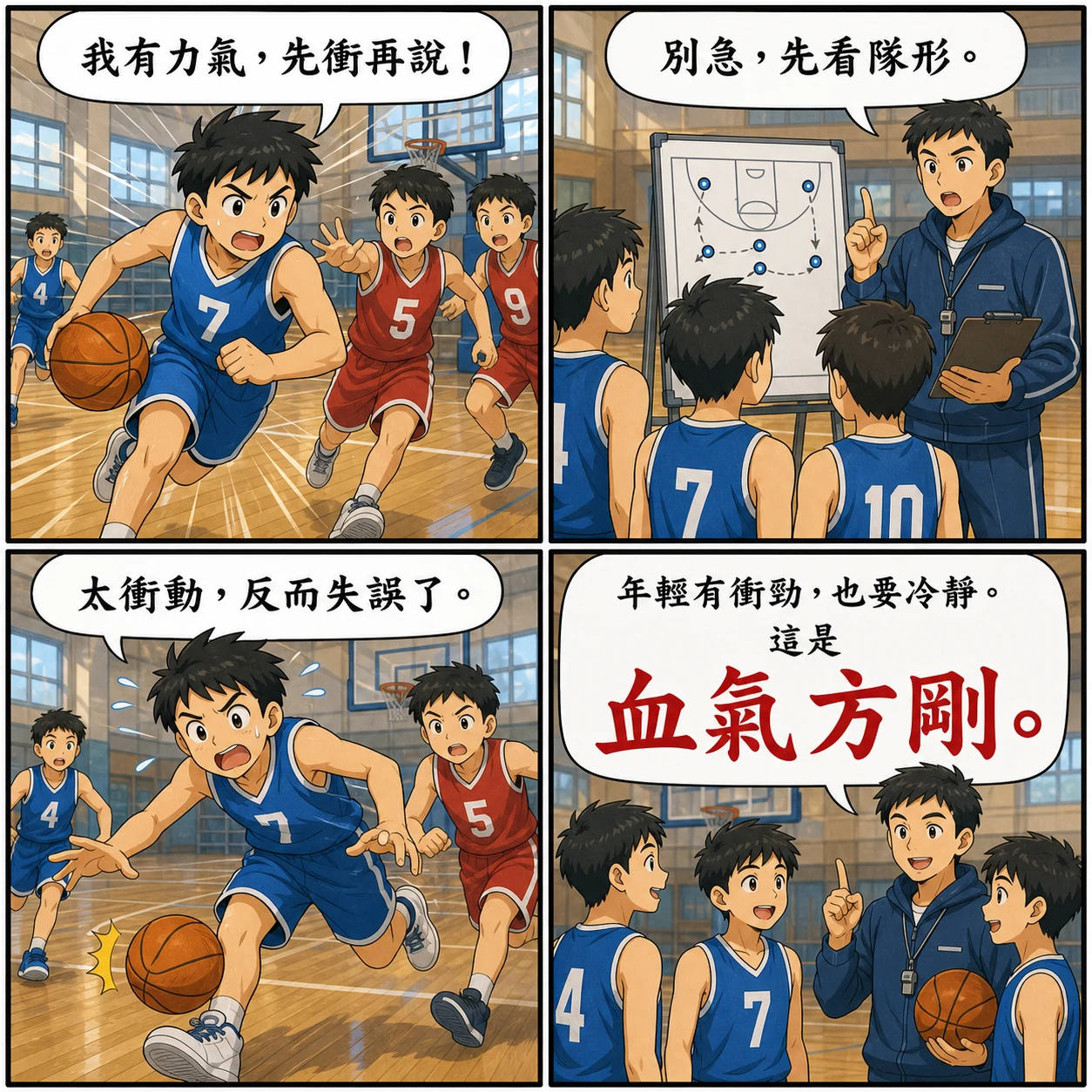 血氣方剛的 AI 生成成語漫畫