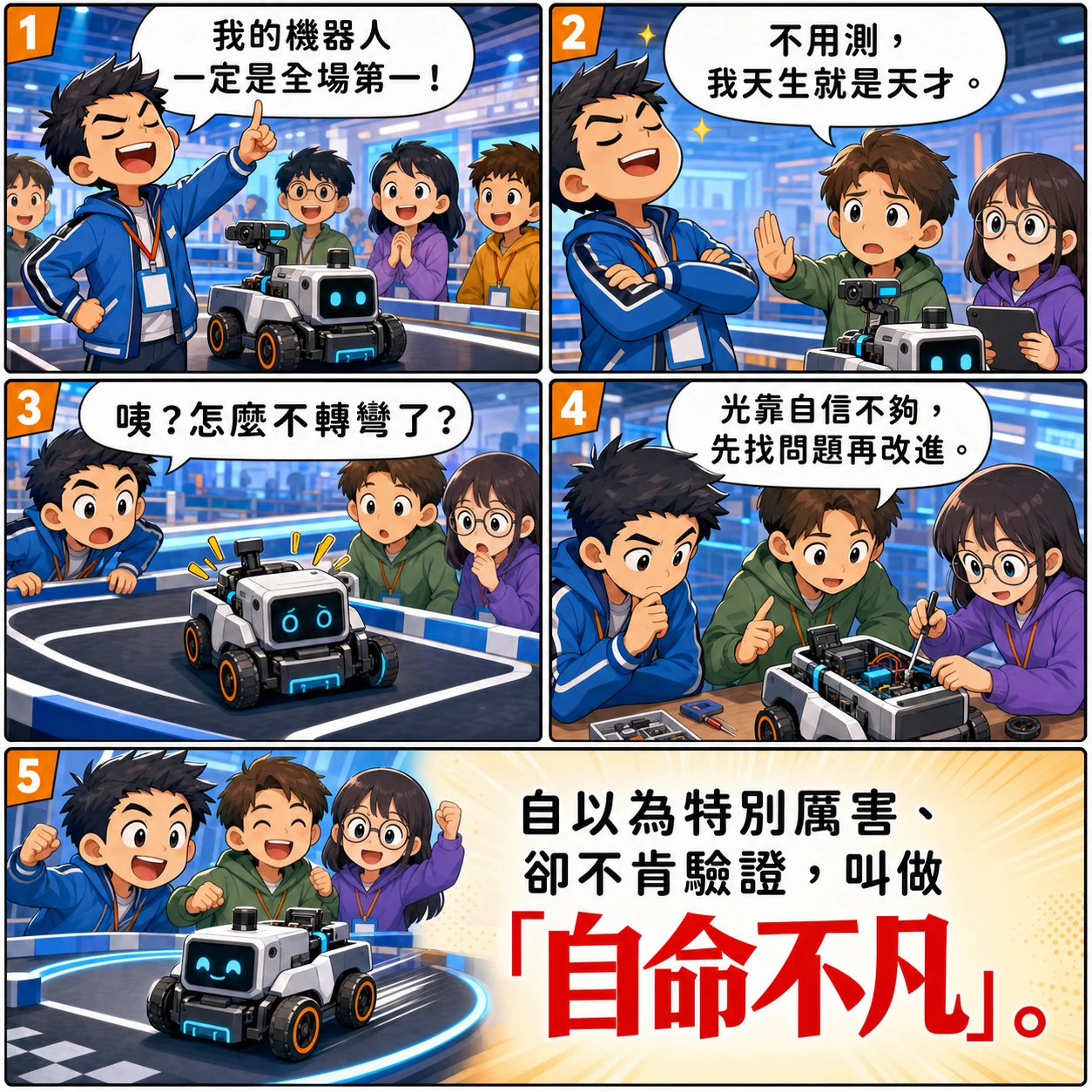 自命不凡的 AI 生成成語漫畫