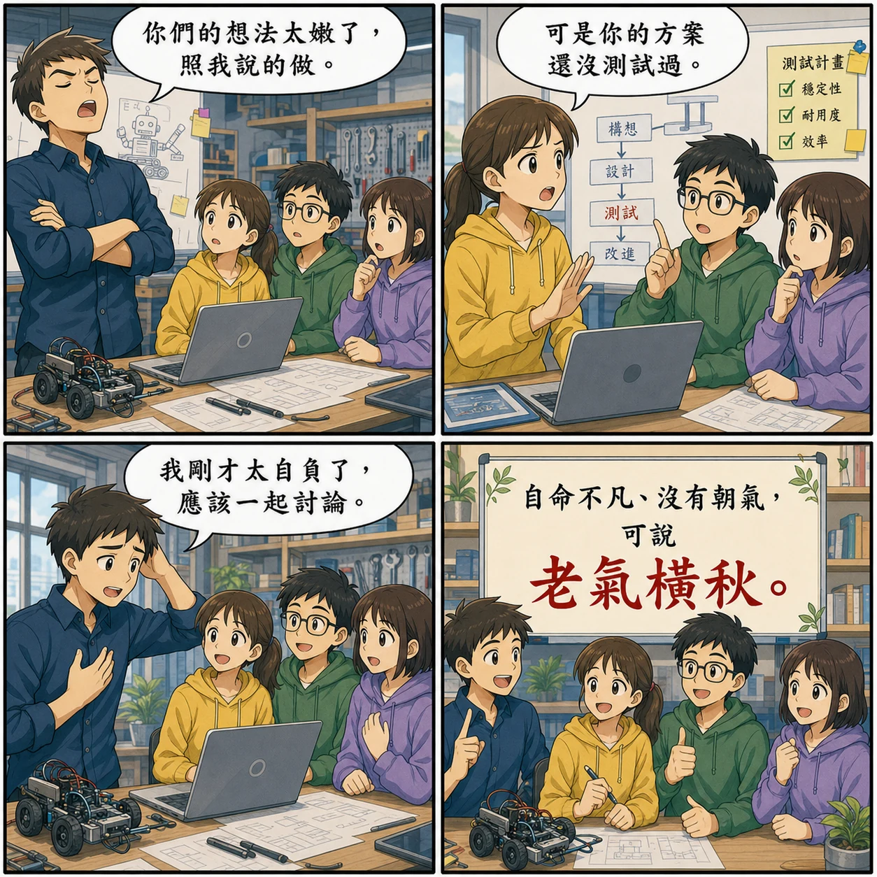 老氣橫秋的 AI 生成成語漫畫