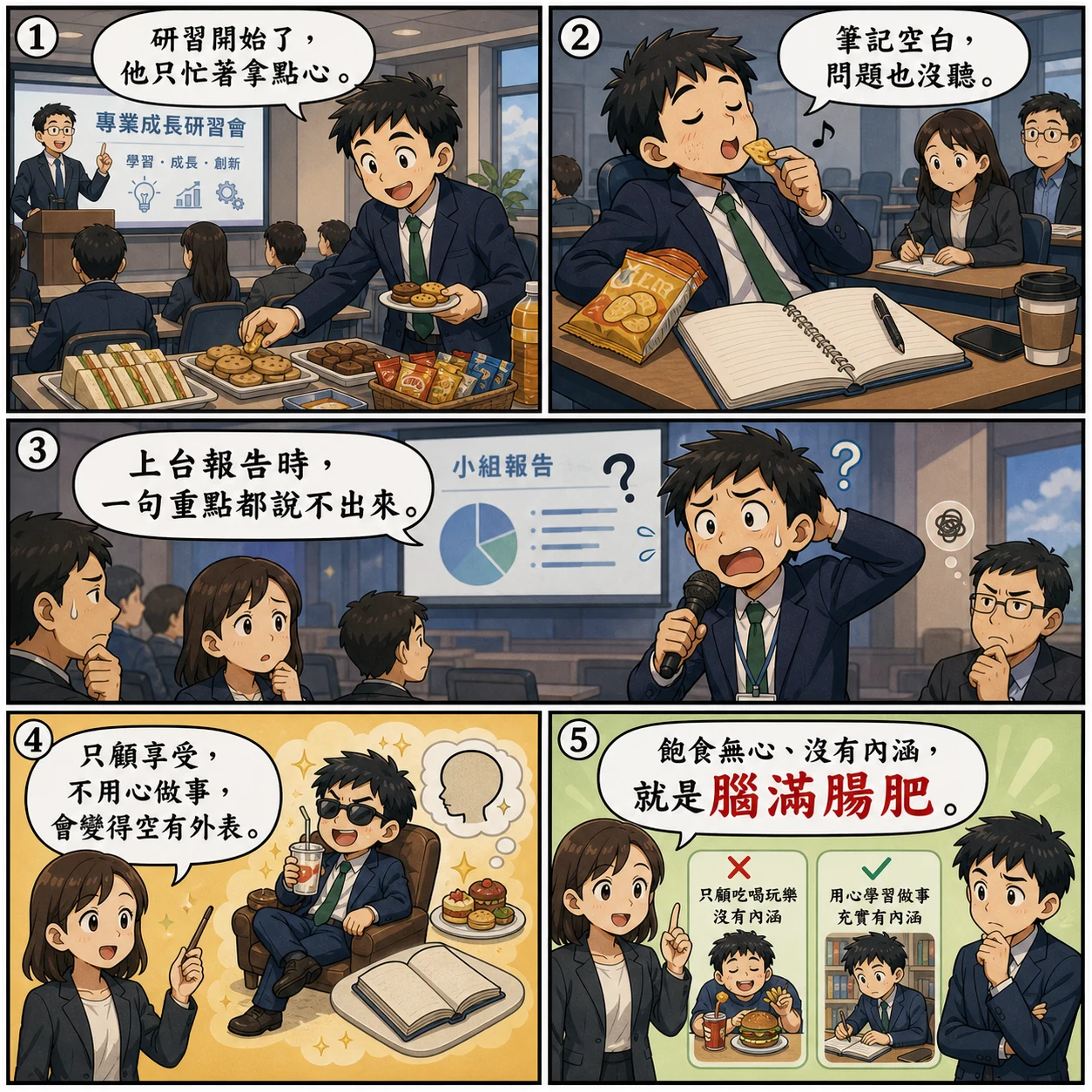 腦滿腸肥的 AI 生成成語漫畫