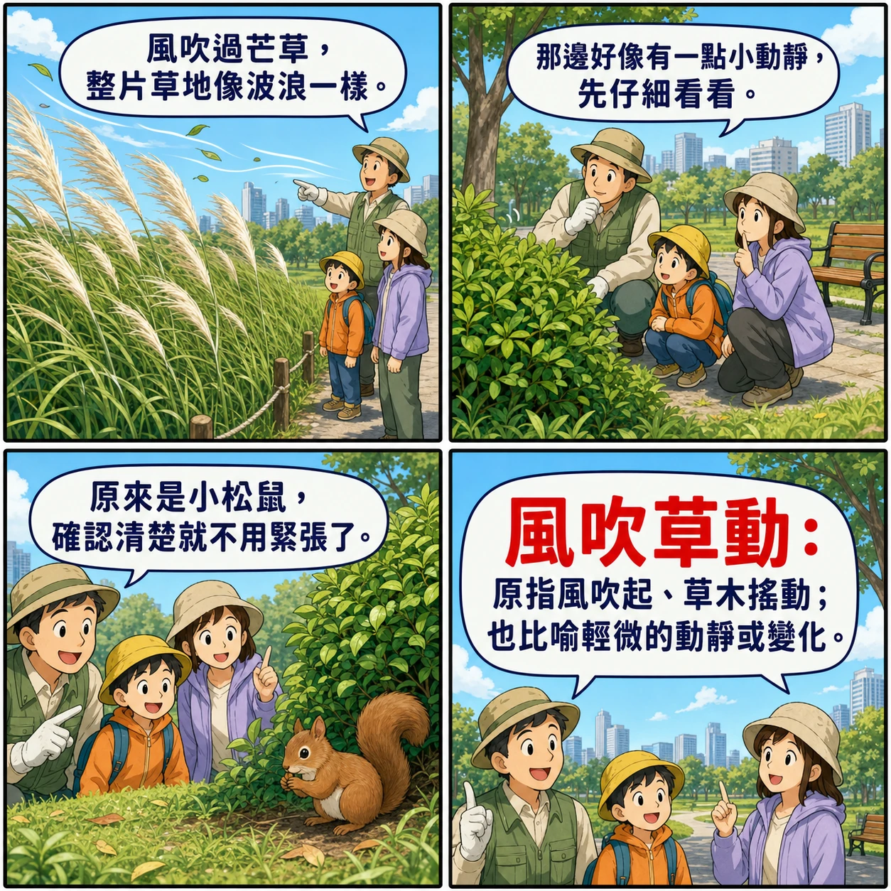 風吹草動的 AI 生成成語漫畫