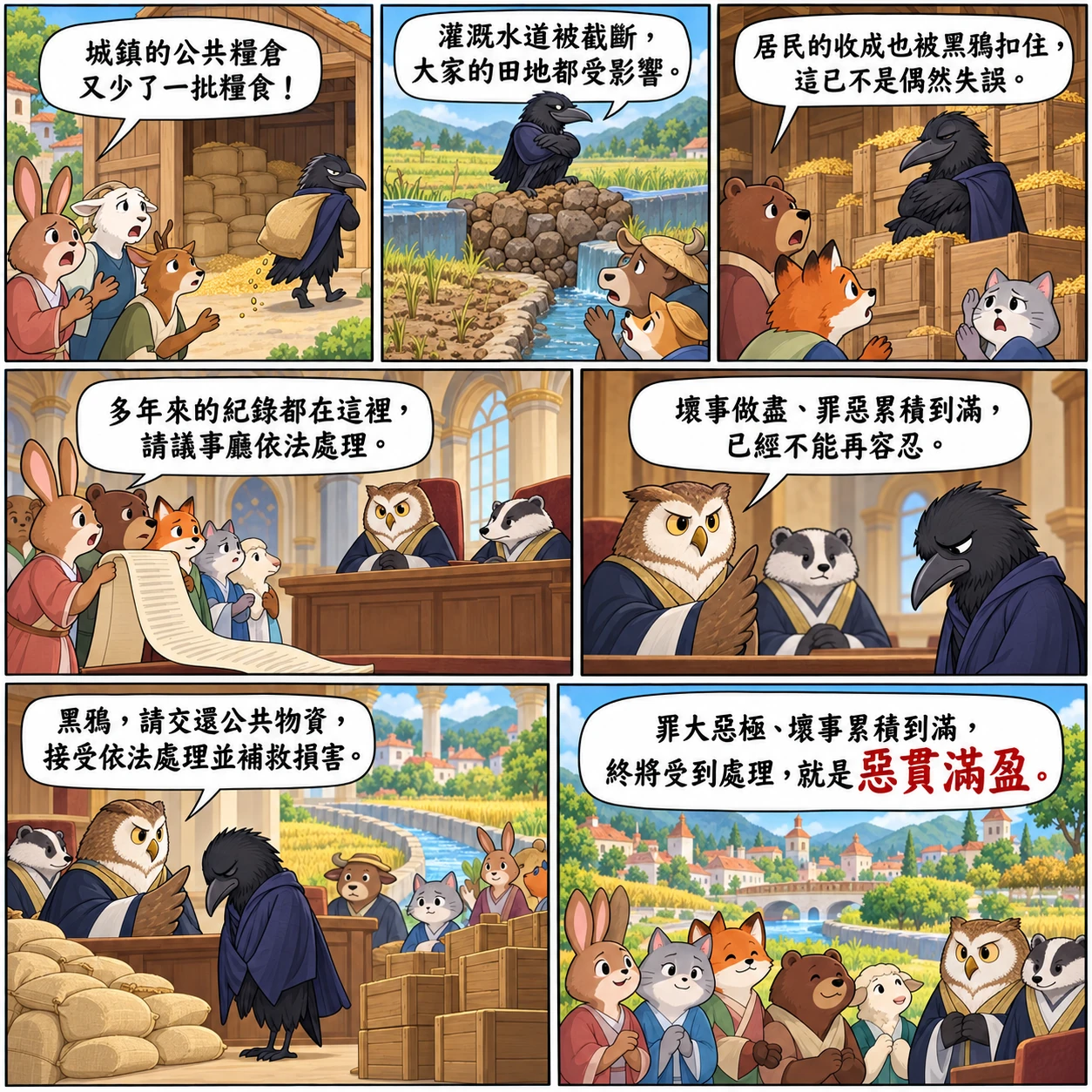 惡貫滿盈的 AI 生成成語漫畫